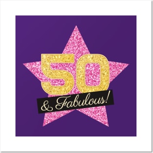 50th Birthday Gifts Women Fabulous - Pink Gold Posters and Art